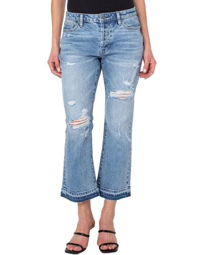 Earnest Sewn Distressed Mid-rise Bootcut Jeans - Blue