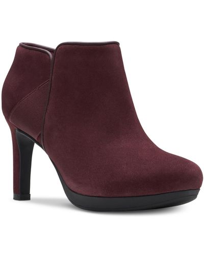 Clarks Ambyr Gem Suede Booties Ankle Boots - Purple