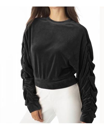 Juicy Couture Shirred Sleeve Crop Top In Black