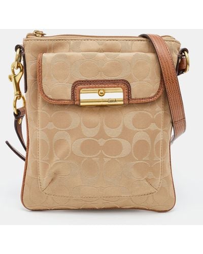 COACH / Signature Canvas And Leather Courie Crossbody Bag - Natural