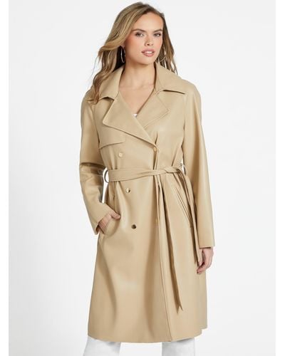 Guess Factory Rosalyn Faux-leather Trench Coat - Natural