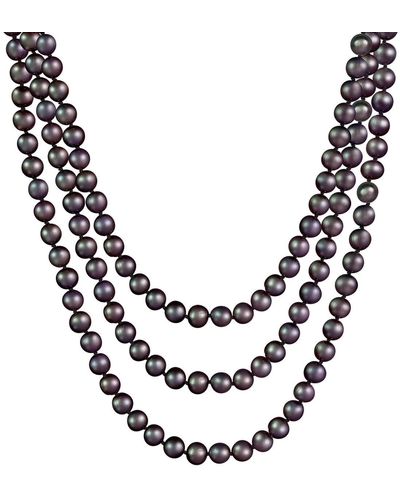 Splendid Endless Pink 80" Freshwater Pearl Necklace - Black