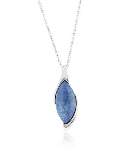 Simona Sterling Silver Marquise Kyanite Pendant Necklace - Blue