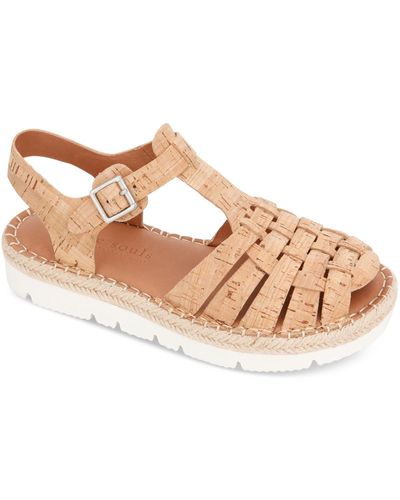 Gentle Souls Lizzy Leather Flat T-strap Sandals - Pink