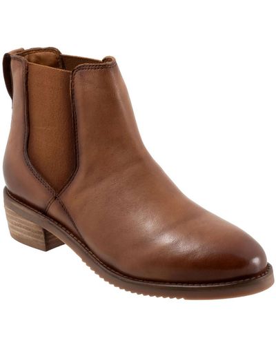 Softwalk Rana Leather Ankle Boots - Brown
