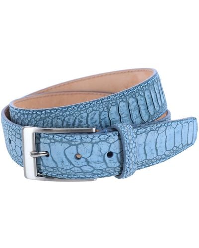 Trafalgar Genuine Suede Ostrich 35mm Belt - Blue