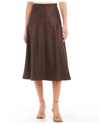 Karen Kane Vegan Leather Midi Skirt - Brown