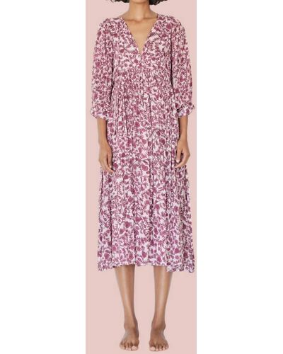 Sundry Blouson Sleeve Midi Dress - Pink