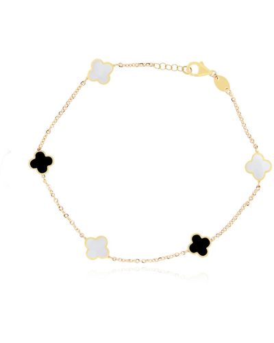 The Lovery Mini Mother Of Pearl And Onyx Clover Bracelet - Multicolor
