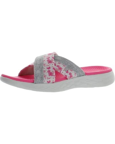 Skechers On The Go 600-blooms Open Toe Floral Wedge Sandals - Pink