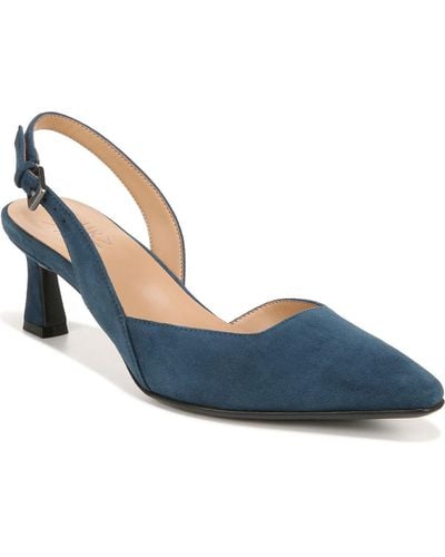 Naturalizer Dalary Patent Leather Pointed Toe Slingback Heels - Blue