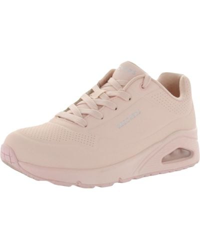 Skechers Uno-frosty Kicks Faux Leather Comfort Sneakers - Natural