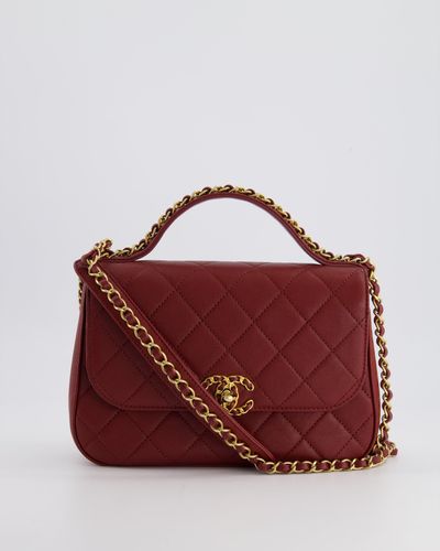 Chanel 19b Quilted 19 Chain Infinity Top Handle Bag - Red