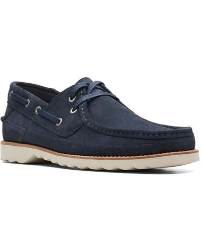 Clarks Durleigh Sail Suede Lace Up Boat Shoes - Blue