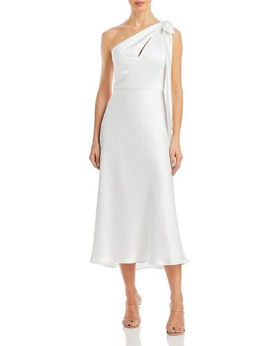 Amsale Satin Bow Trim Evening Dress - White