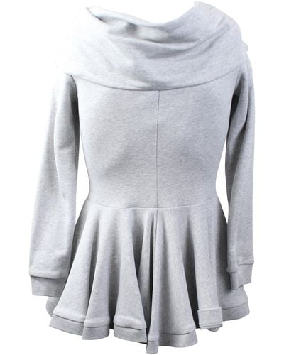 Moschino Zip Up Flared Mini Sweatshirt Dress - Gray - Blue