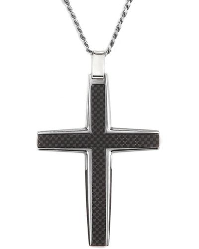 Crucible Jewelry Crucible Los Angeles Carbon Fiber Stainless Steel Cross Necklace - Medium - Black