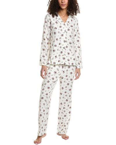 Carole Hochman 2pc Pajama Pant Set - White
