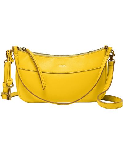 Fossil Skylar Leather Baguette - Yellow
