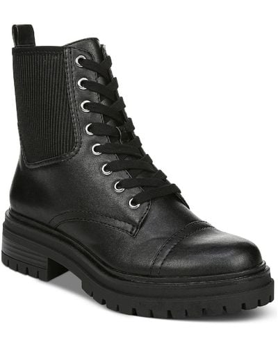 Circus by Sam Edelman Giovanny Faux Leather Lug Sole Combat Boots - Black