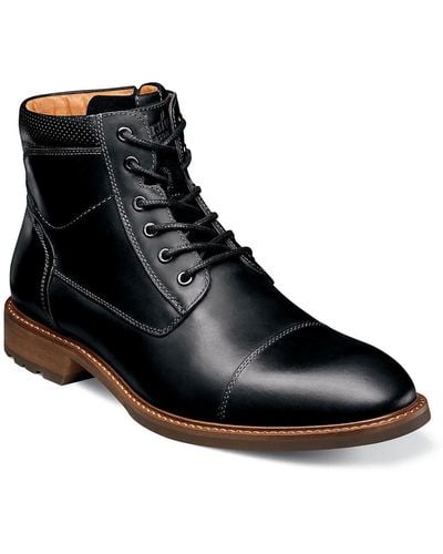 Florsheim Lodge Leather Cap Toe Combat & Lace-up Boots - Black