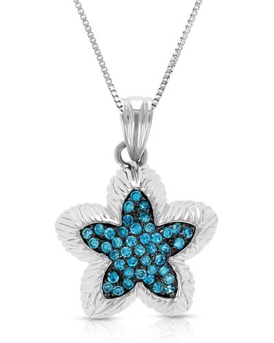 Vir Jewels 1 Cttw Diamond Starfish Pendant Necklace 14k White Gold With 18 Inch Chain - Blue