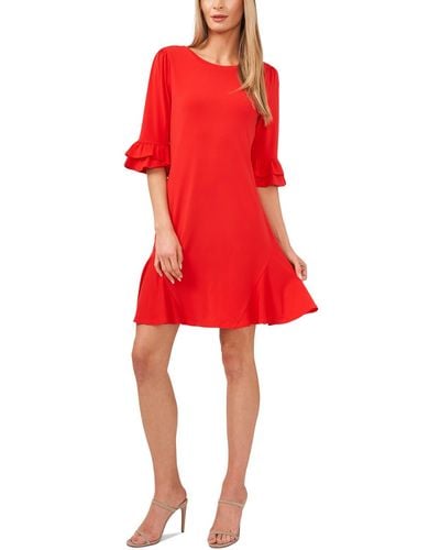 Cece Knit Bell Sleeves Shift Dress - Red