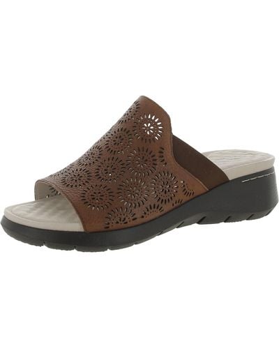 Jambu Queens Leather Platform Wedge Sandals - Brown