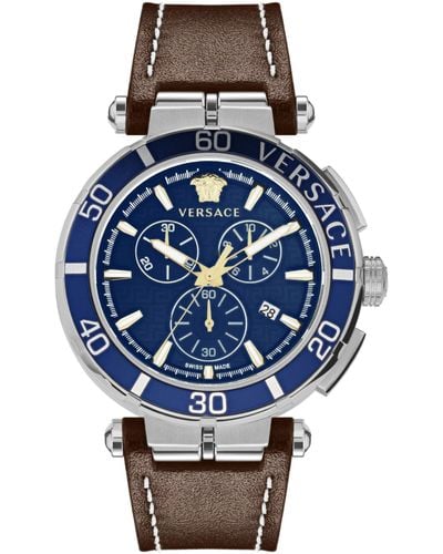 Versace Greca Chrono Strap Watch - Blue