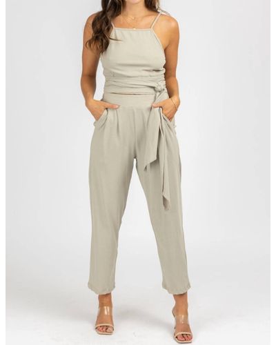 Olivaceous Wrap Top + Pleated Pant Set - Natural