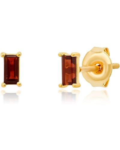 Paige Novick 14k Yellow Gold 3.5x2mm Baguette Cut Gemstone Stud Earrings - Metallic
