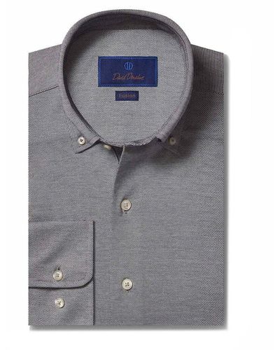 David Donahue Casual Knit Shirt - Gray