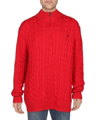 Polo Ralph Lauren Big & Tall Cotton Mock Neck Pullover Sweater - Red