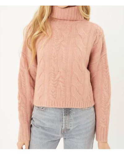 Love Tree Cable Knit Short Turtleneck Sweater - Blue