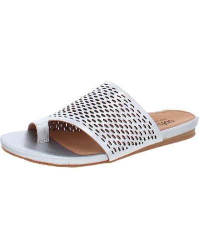 Softwalk Corsica Leather Flat Slide Sandals - White