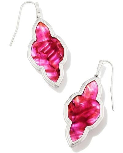 Kendra Scott Framed Abbie Silver Drop Earrings - Pink
