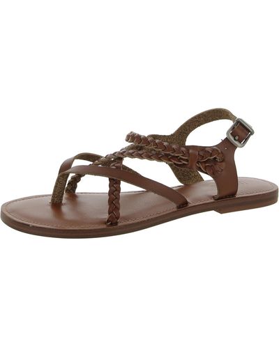 MIA Valeni Faux Leather Braided Slingback Sandals - Brown