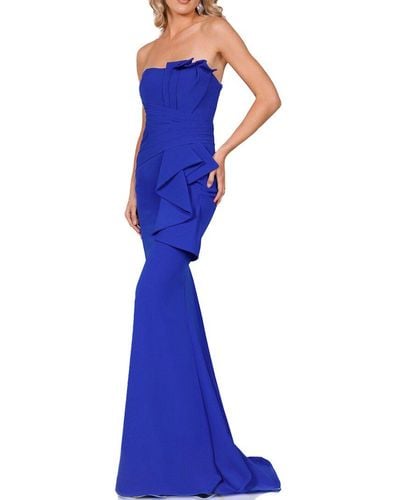 Terani Strapless Peplum Dress - Blue