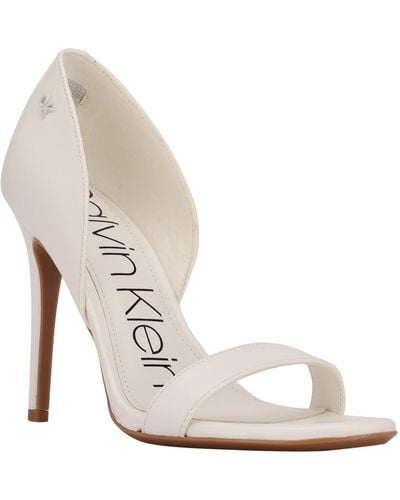 Calvin Klein Metino Faux Leather Open Toe D'orsay Heels - White