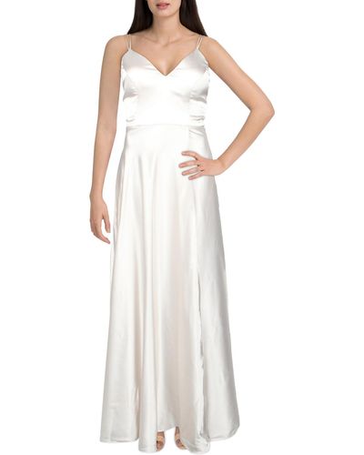 Sequin Hearts Juniors Satin Prom Evening Dress - White