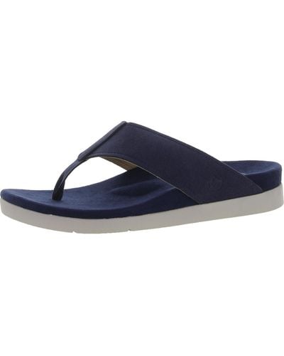 Spenco Hampton Suede Thong Slide Sandals - Blue