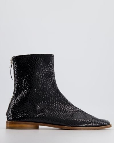 Acne Studios Patent Textured Leather Boots With Zip - Black