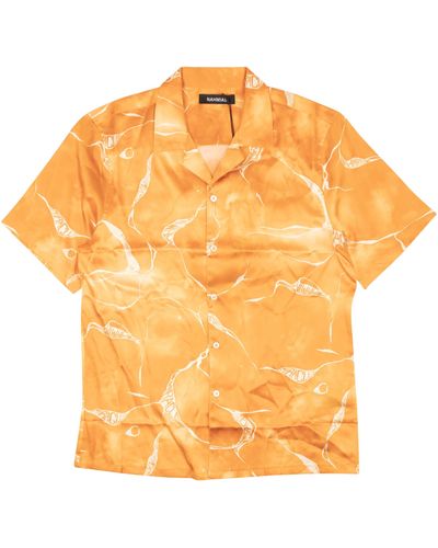 NAHMIAS Miracle Tie Dye Silk Button Down Shirt - Orange