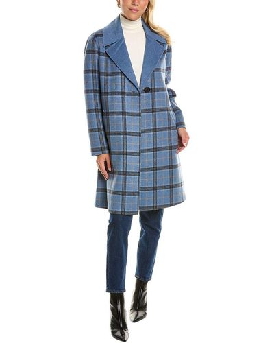 Forte Windowpane Wool-blend Coat - Blue