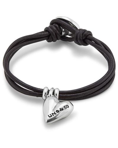 Uno De 50 Pretty Love Bracelet In Black/silver - Metallic