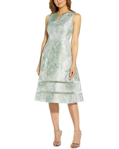 Adrianna Papell Floral Print Midi Fit & Flare Dress - Green