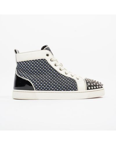 Christian Louboutin Louis Junior Spikes High-tops / Navy / Leather - Blue