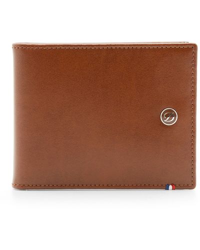 ST Dupont Line D Men's Leather ID Holder 4 Credit Card Wallet - Black
