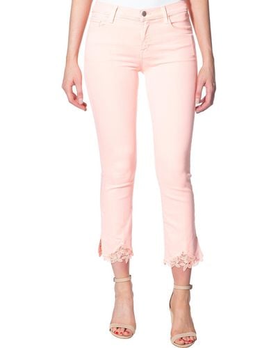 J Brand Selena Cropped Color Wash Bootcut Jeans - Pink