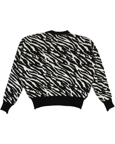 Unravel Project /white Wool Zebra Print Sweater - Black